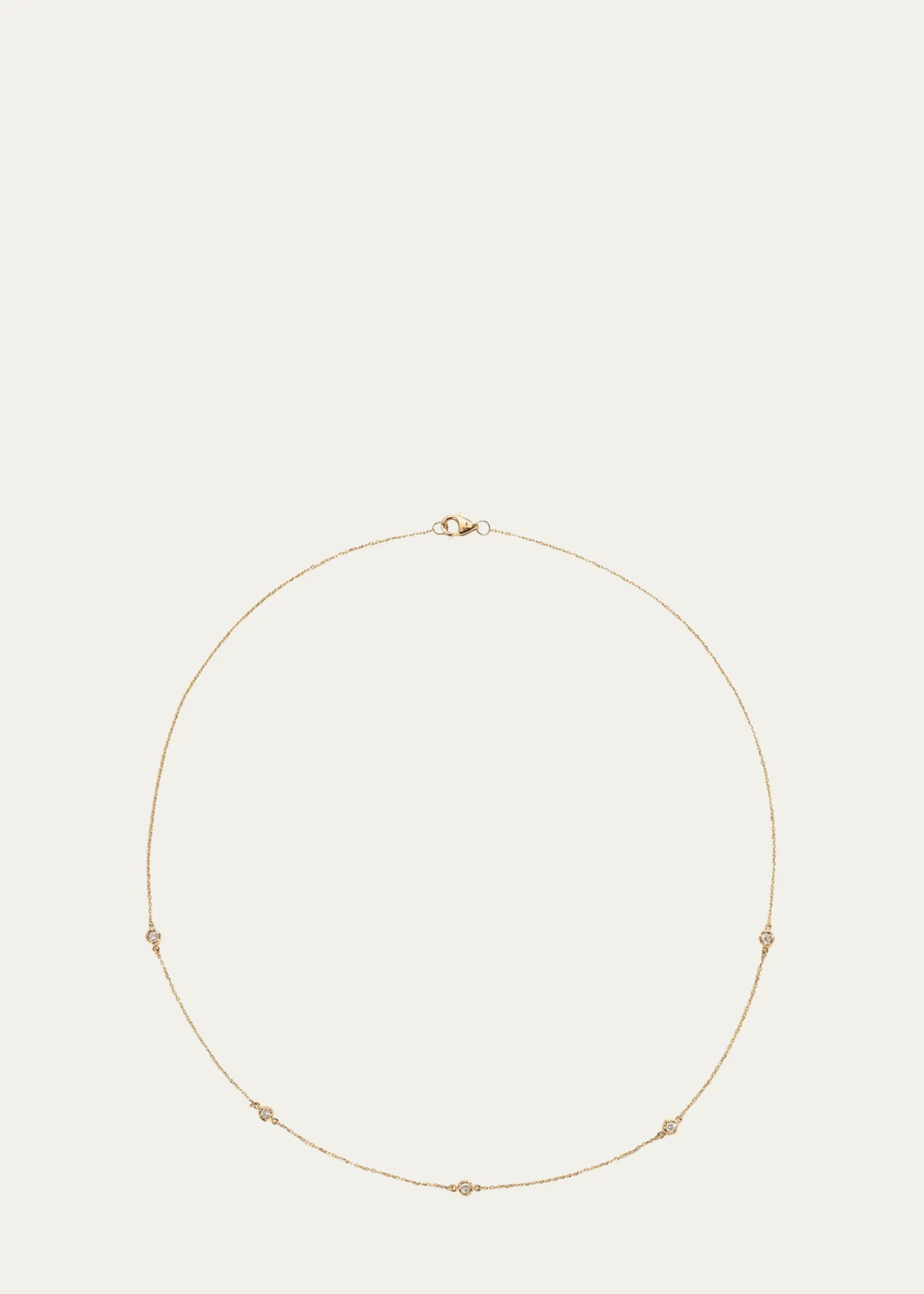 Pamela Love14K Yellow Gold Station Necklace with Rolo Chain and White Diamonds, 15"L