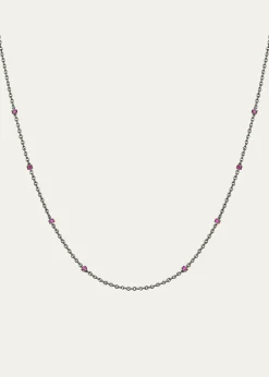 Paul Morelli18K White Gold Ruby Chain Necklace, 24"L