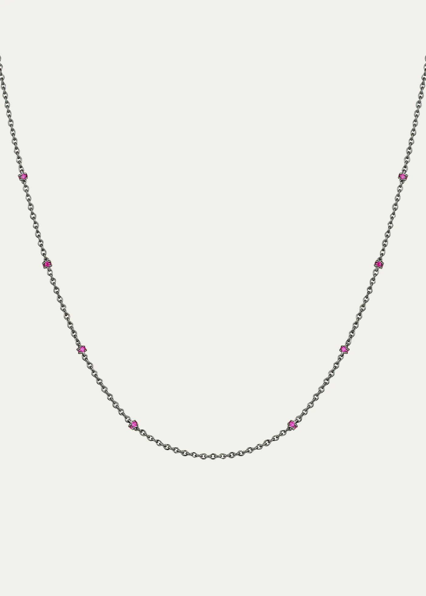 Paul Morelli18K White Gold Ruby Chain Necklace, 24"L