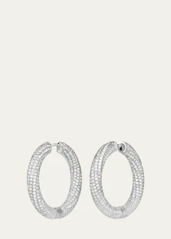 Paul Morelli18K White Gold Ultimate Pave Diamond Hoop Earrings, 30mm