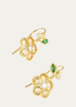 Paul Morelli18K Yellow Gold Wild Child Diamond, Yellow Sapphire, and Tsavorite Earrings