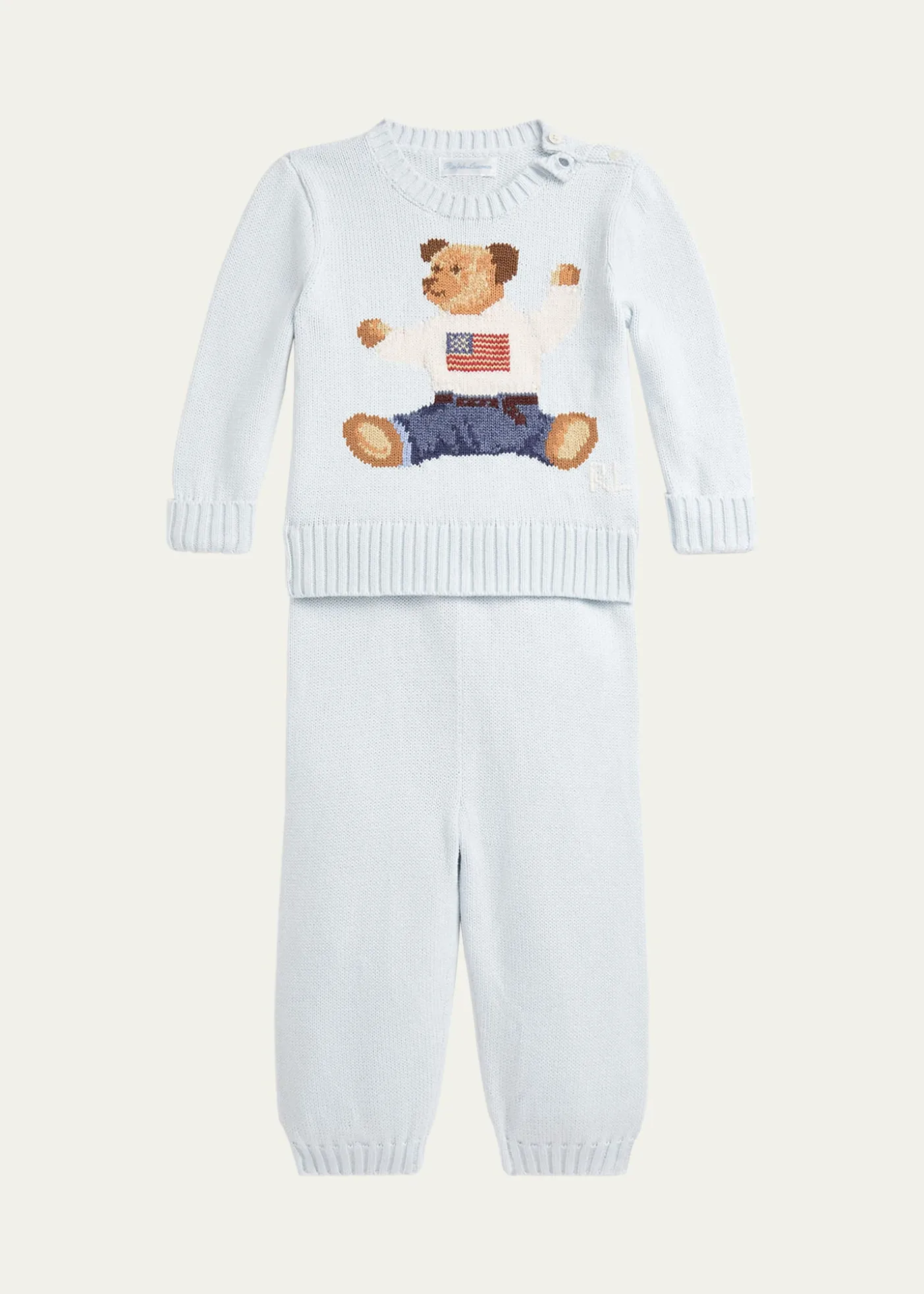Polo Ralph LaurenBoy's Flag Bear Intarsia Knit Sweater and Pants Set, Size 3M-24M