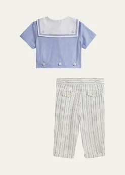 Polo Ralph LaurenBoy's Sailor Shirt & Striped Trousers Set, Size 3M-24M