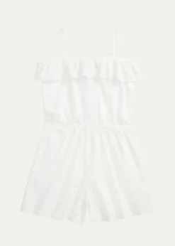 Polo Ralph LaurenGirl's Eyelet Embroidered Romper, Size 7-16