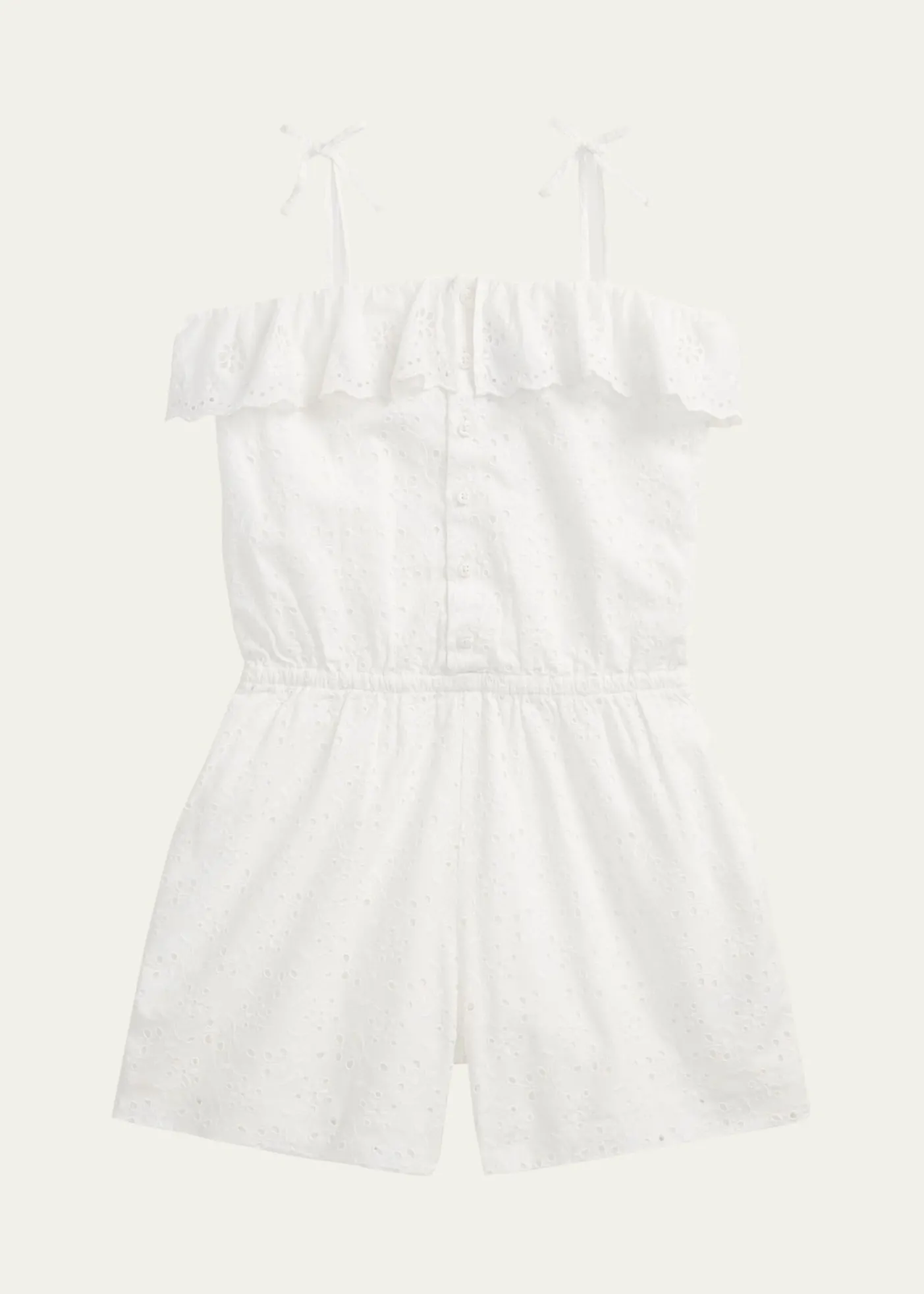 Polo Ralph LaurenGirl's Eyelet Embroidered Romper, Size 7-16