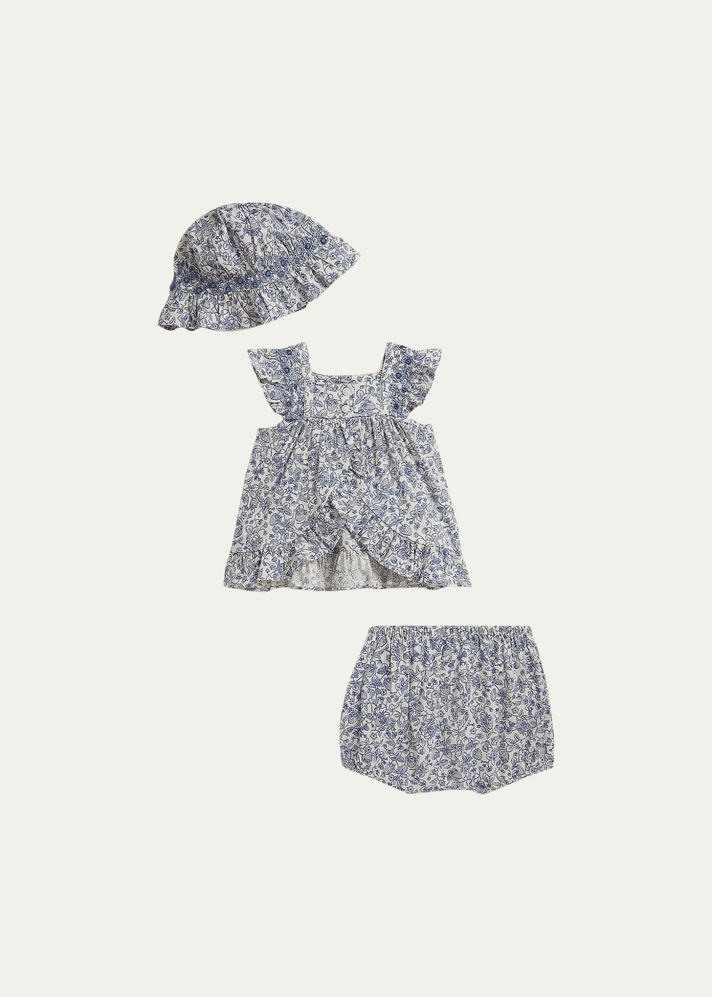 Polo Ralph LaurenGirl's Floral Cotton Dress, Bloomers & Hat Set, Size 6M-24M