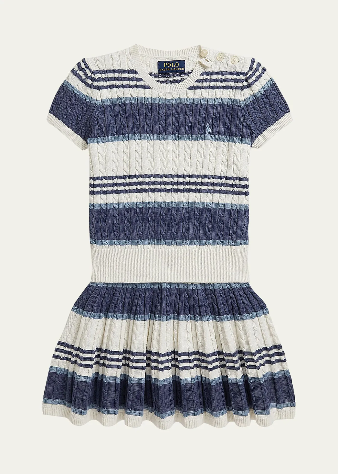 Polo Ralph LaurenLittle Girl's & Girl's Striped Cable Cotton Sweater & Skirt