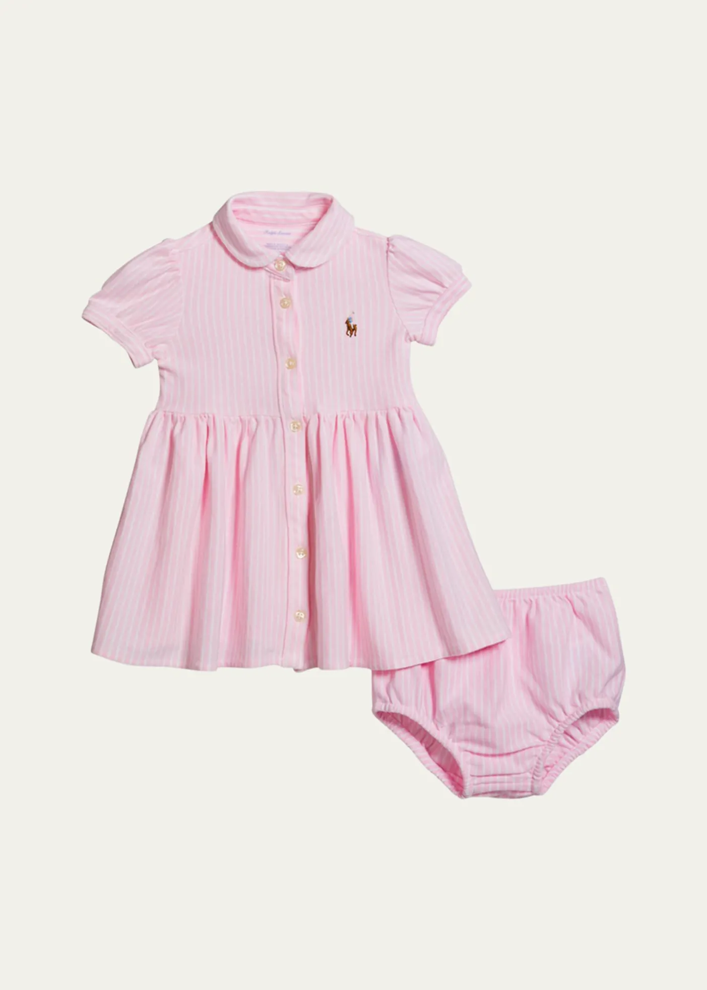 Polo Ralph LaurenYarn-Dyed Oxford Mesh Stripe Dress With Matching Bloomers, Size 3M-24M