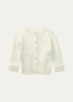Polo Ralph LaurenCable Knit Cotton Cardigan, Size 3M-12M