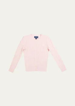 Polo Ralph LaurenGirl's Cable-Knit Cotton Ribbed Cardigan, Size 2-6X