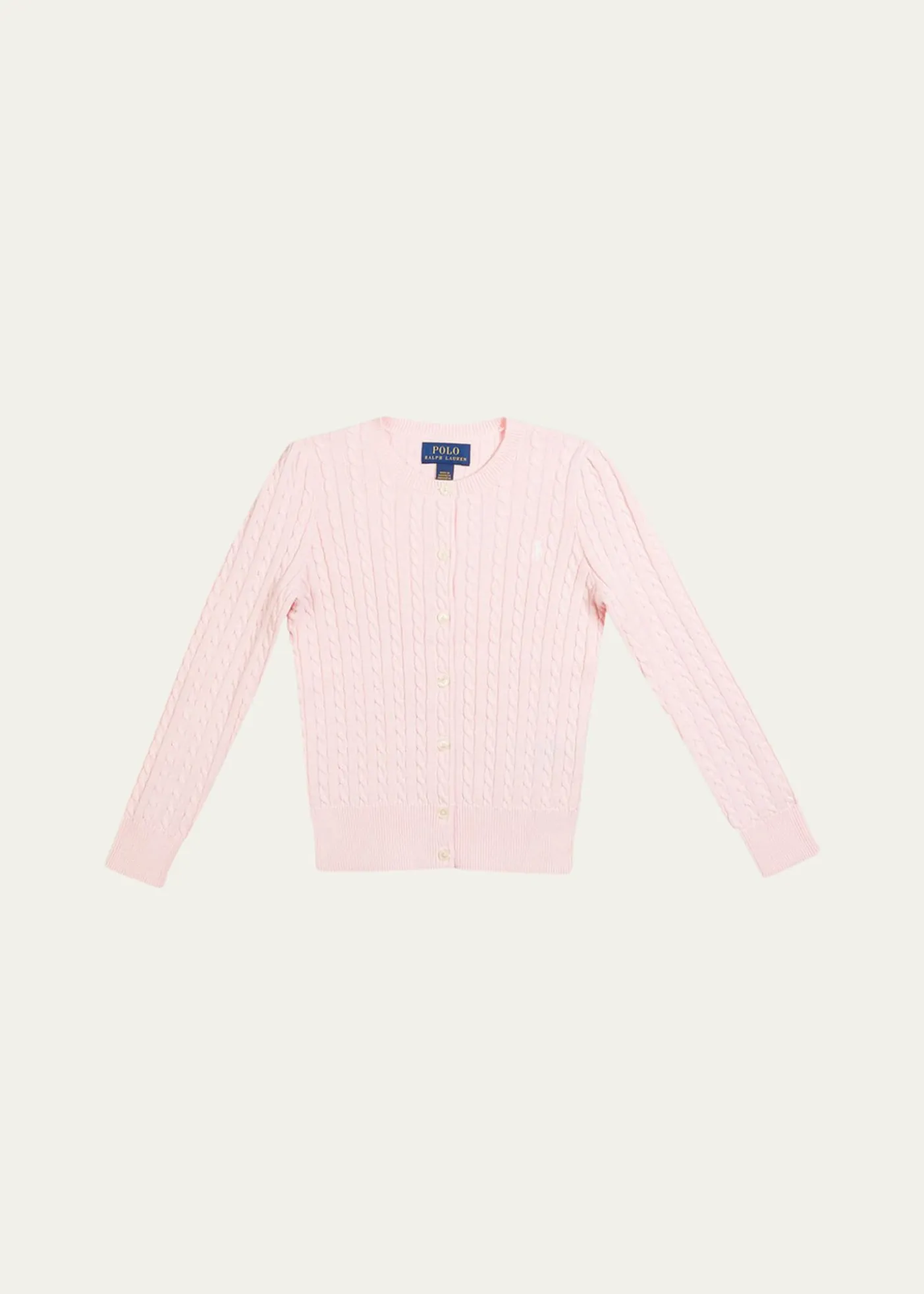 Polo Ralph LaurenGirl's Cable-Knit Cotton Ribbed Cardigan, Size 2-6X