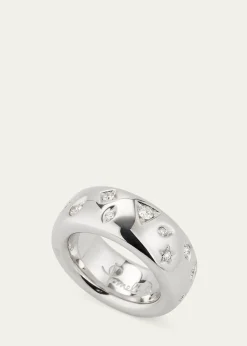 Pomellato18K White Gold Iconica Ring with Fancy Set Diamonds
