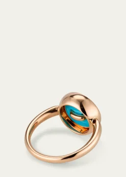 PomellatoPom Pom Dot 18K Rose Gold Diamond and Turquoise Flip Ring
