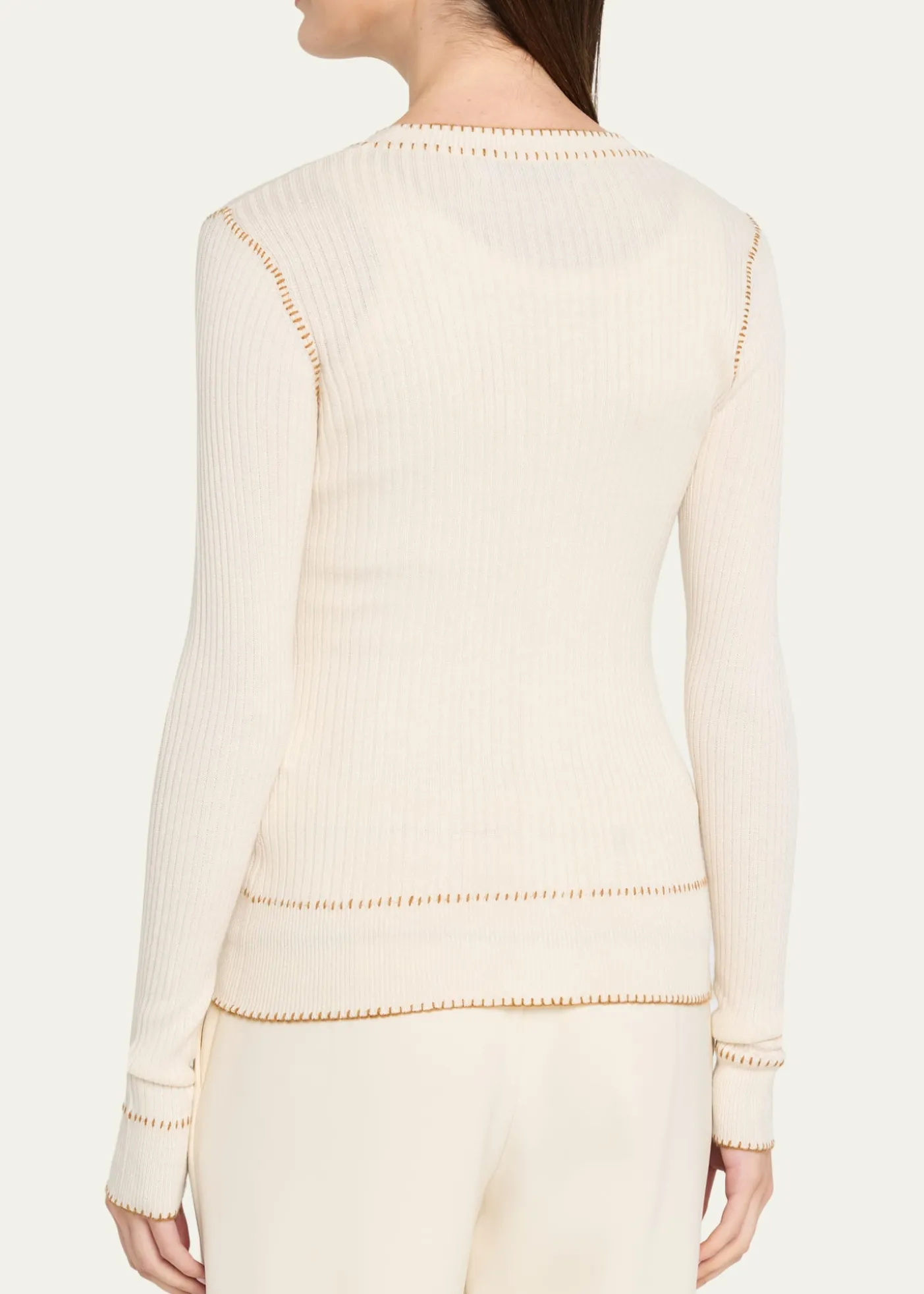 Prabal GurungBlanket Stitched Silk-Cashmere Rib V-Neck Cardigan