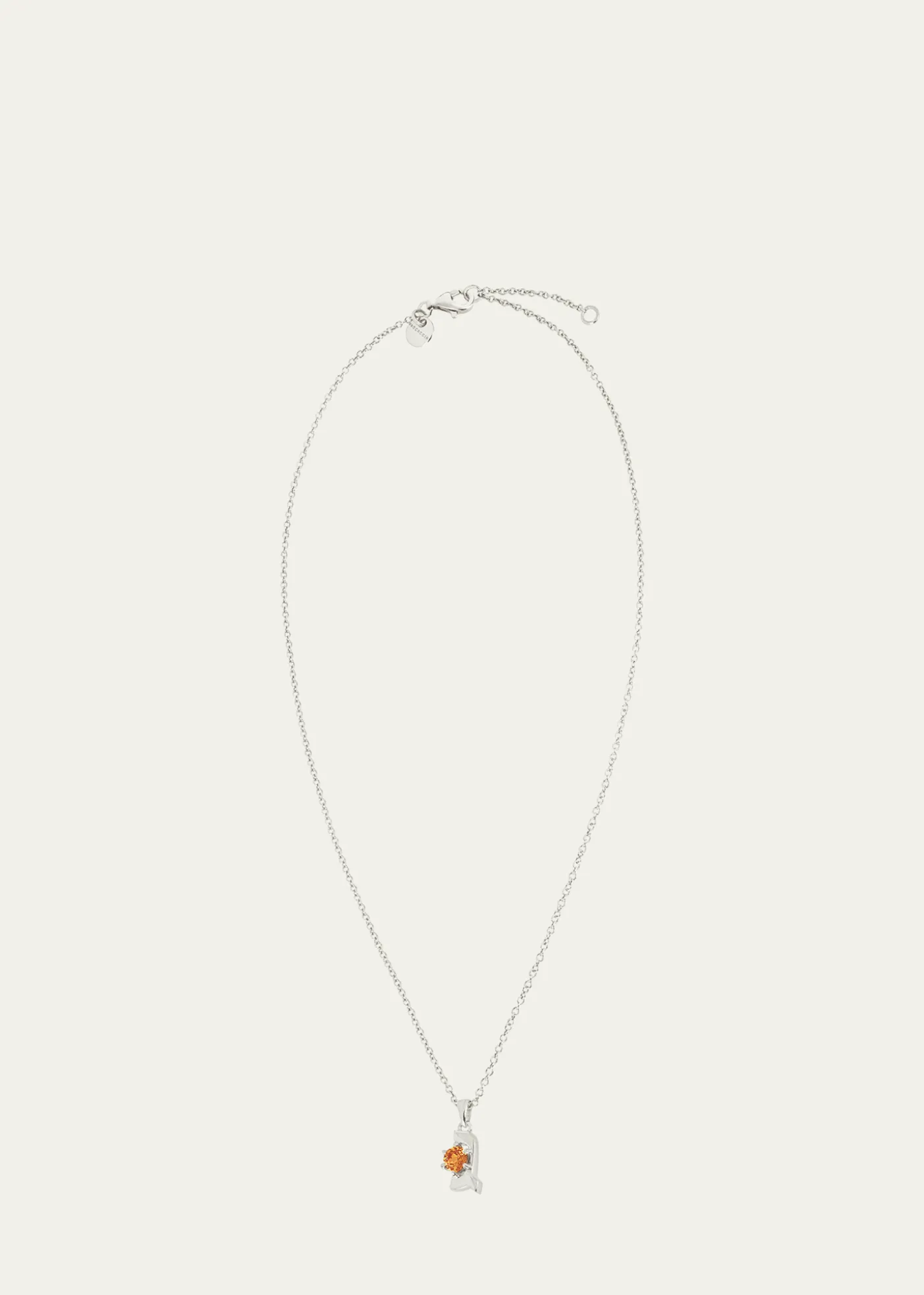 Procaccia Jewelry18K Gold Hebrew GIMEL Mandarin Garnet Initial Necklace, 18"L