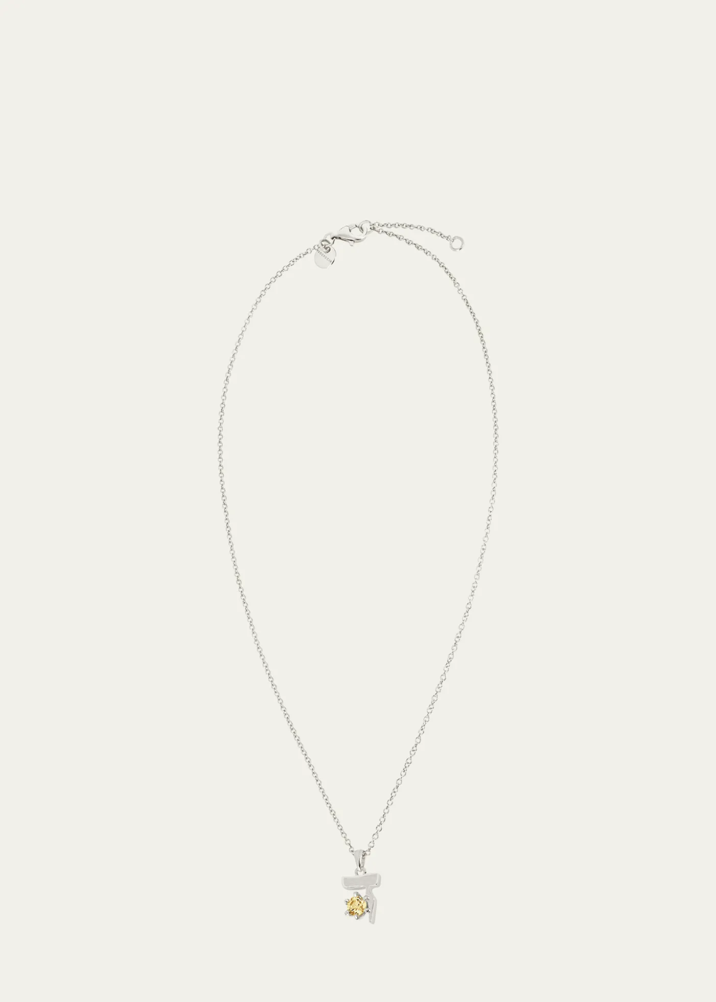 Procaccia Jewelry18K Gold Hebrew DALET Yellow Sapphire Initial Necklace, 18"L