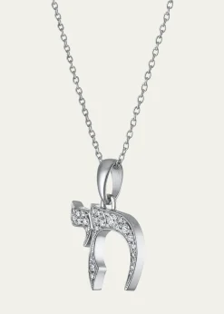 Procaccia Jewelry18K Gold Large Chai Pave Diamond Necklace