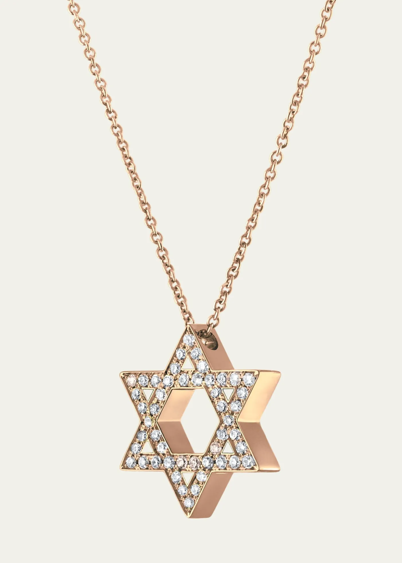 Procaccia Jewelry18K Rose Gold Large Star of David Pave Diamond Necklace