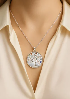 Procaccia Jewelry18K White Gold Tree of Life Medallion Necklace