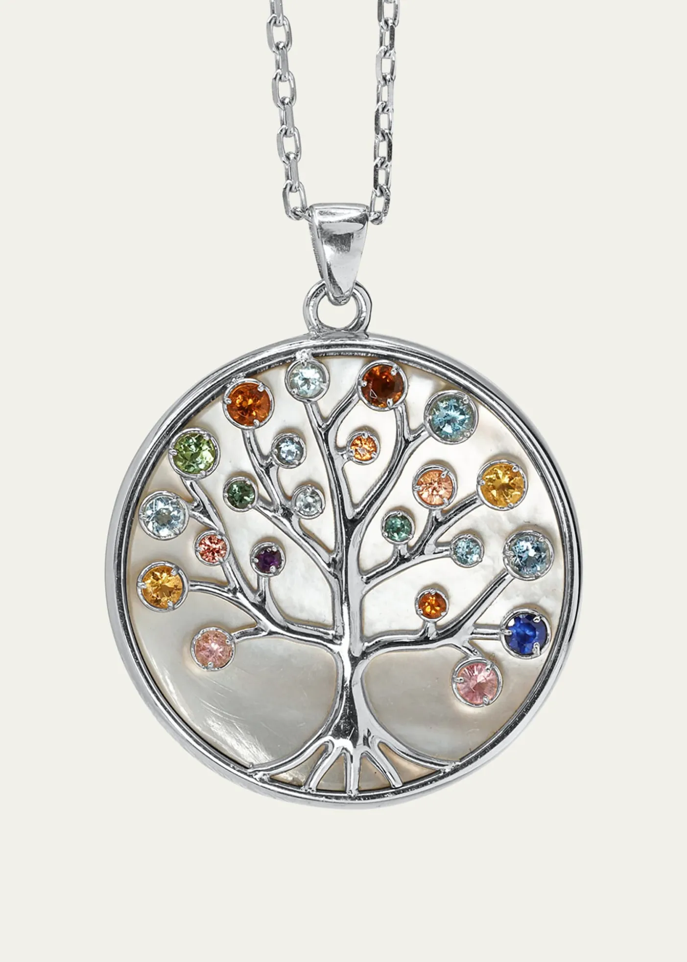 Procaccia Jewelry18K White Gold Tree of Life Medallion Necklace