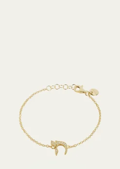 Procaccia Jewelry18K Yellow Gold Diamond Pave Chai Bracelet