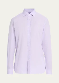 Ralph Lauren Purple LabelMen's Cotton Micro-Houndstooth Classic Fit Sport Shirt