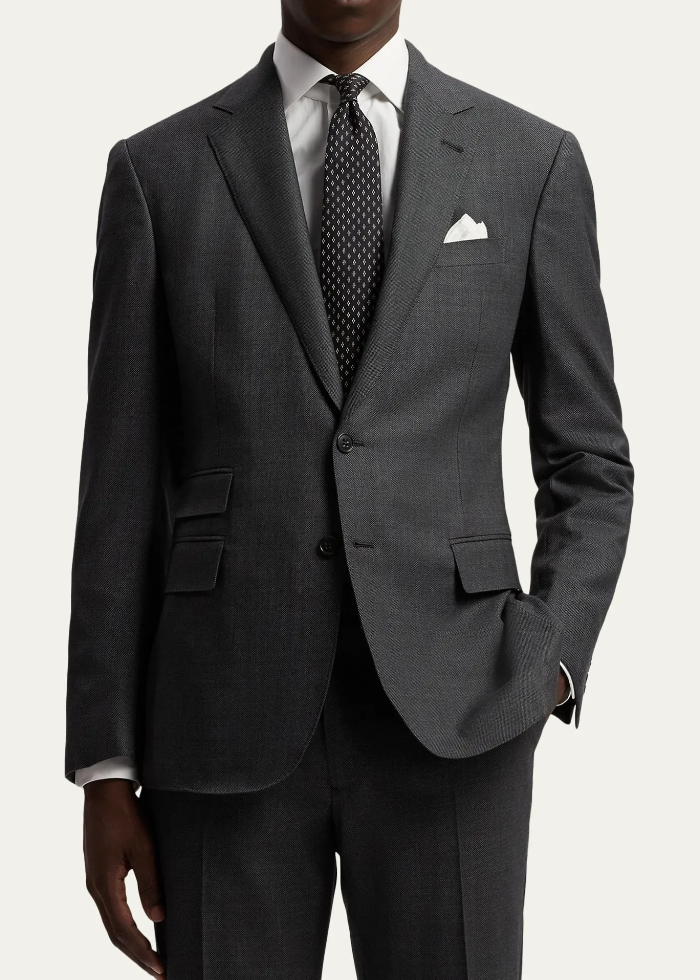 Ralph Lauren Purple LabelKent Hand-Tailored Wool Birdseye Suit