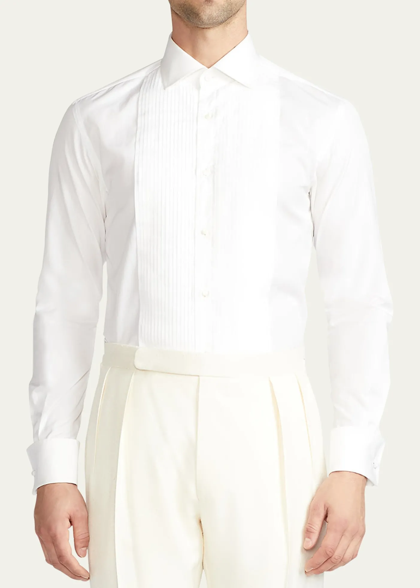 Ralph Lauren Purple LabelPoplin French Cuff Tuxedo Shirt