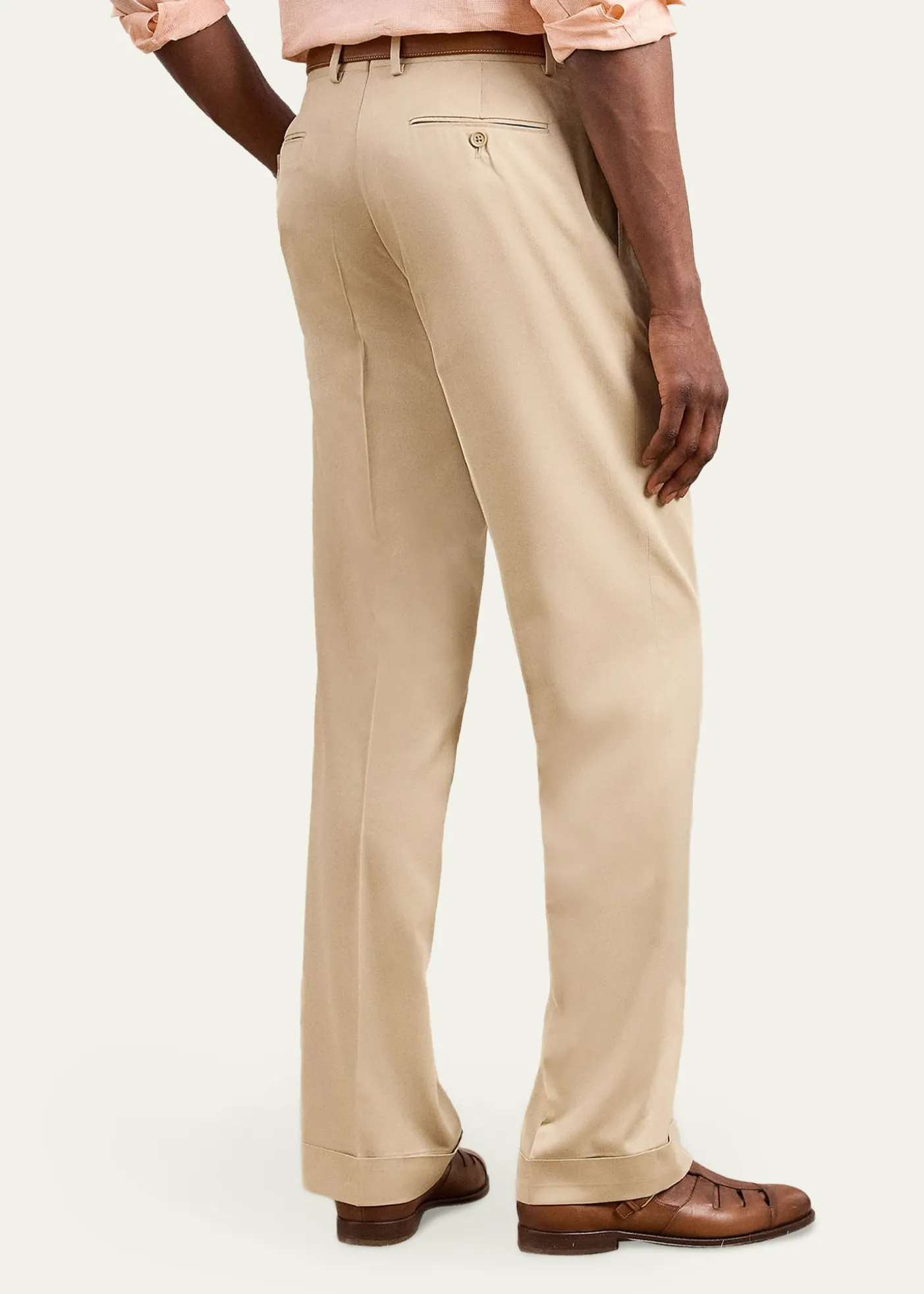 Ralph Lauren Purple LabelMen's Silk Gabardine Pleated Straight-Leg Trousers