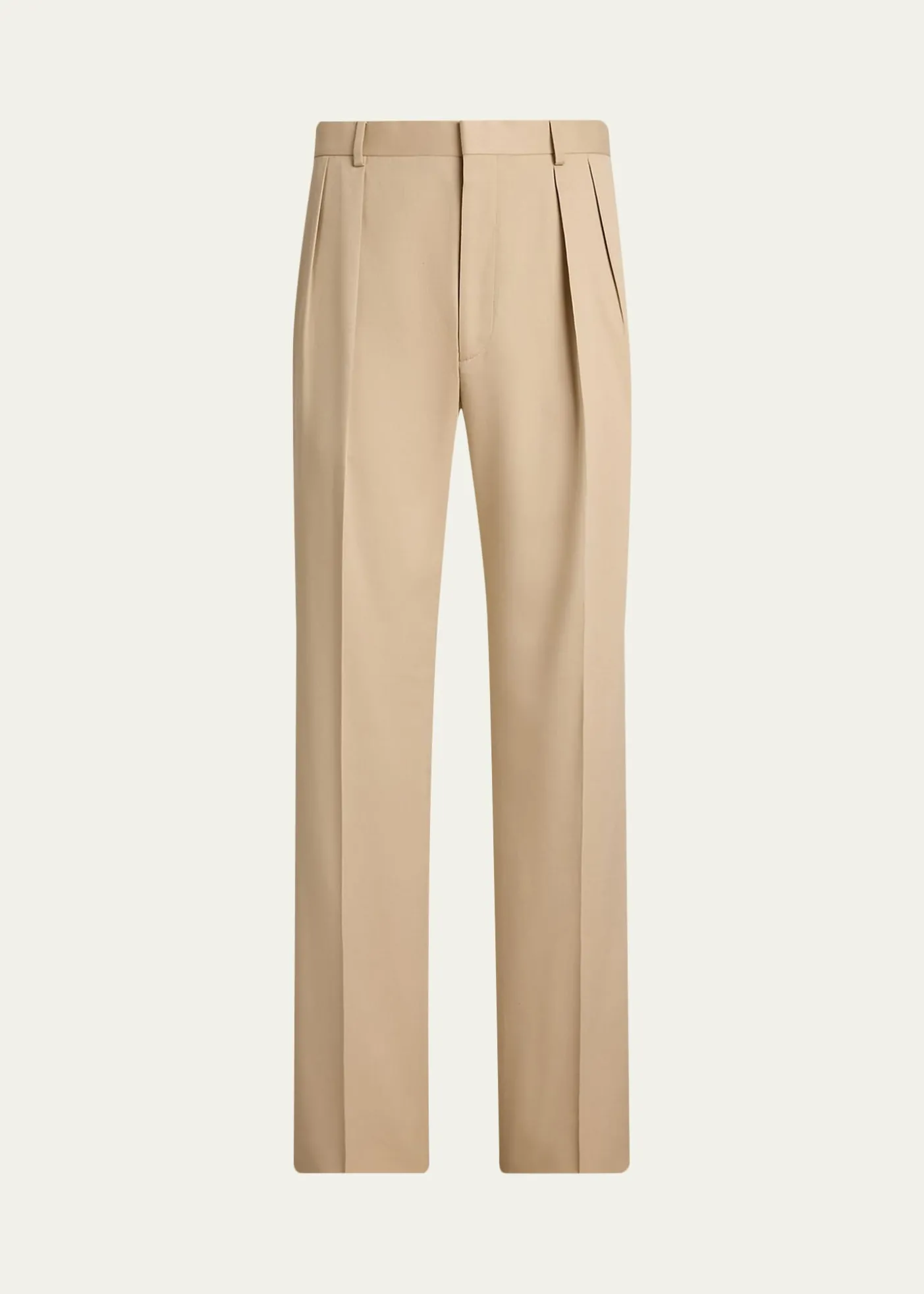 Ralph Lauren Purple LabelMen's Silk Gabardine Pleated Straight-Leg Trousers