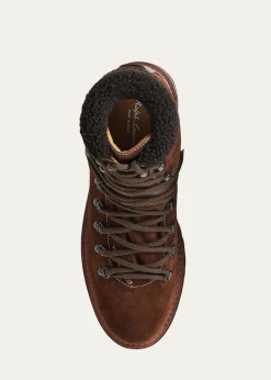 Ralph Lauren Purple LabelHalpin Shearling-Trim Calf-Suede Boot