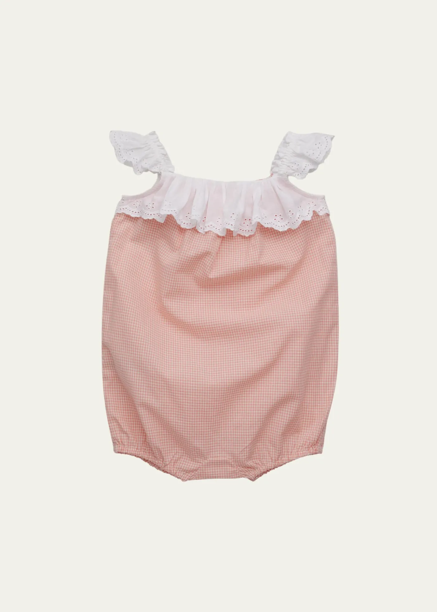 Ralph LaurenGirl's Eyelet Cotton Madras Bubble Shortall, Size 3M-24M