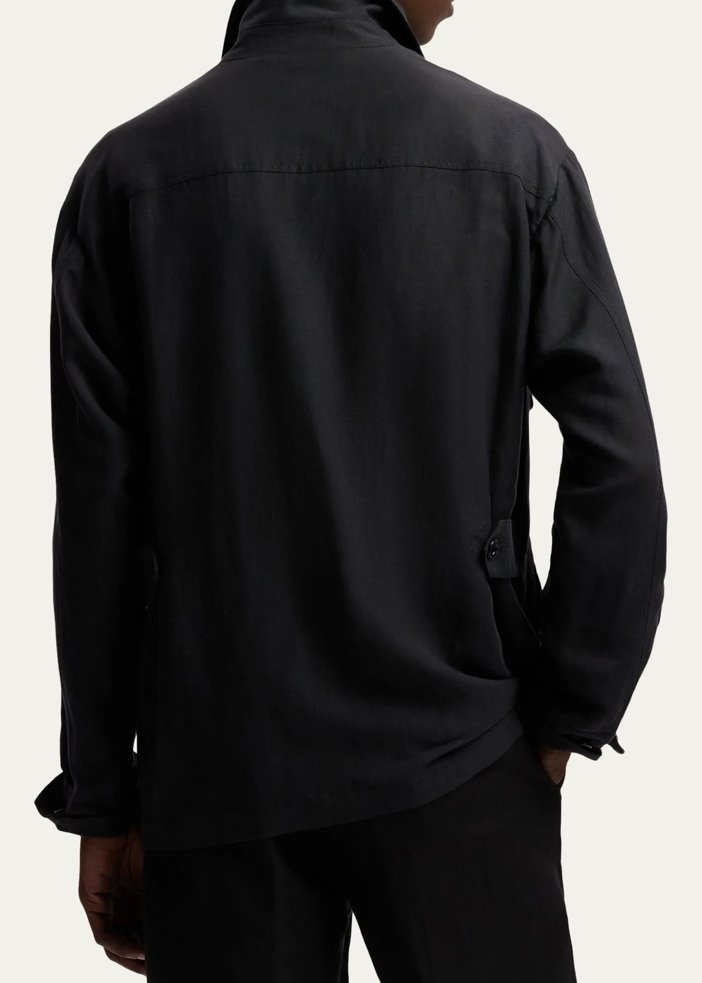 Ralph Lauren Purple LabelMen's Silk and Linen Flap-Pocket Field Jacket