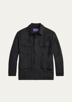 Ralph Lauren Purple LabelMen's Silk and Linen Flap-Pocket Field Jacket