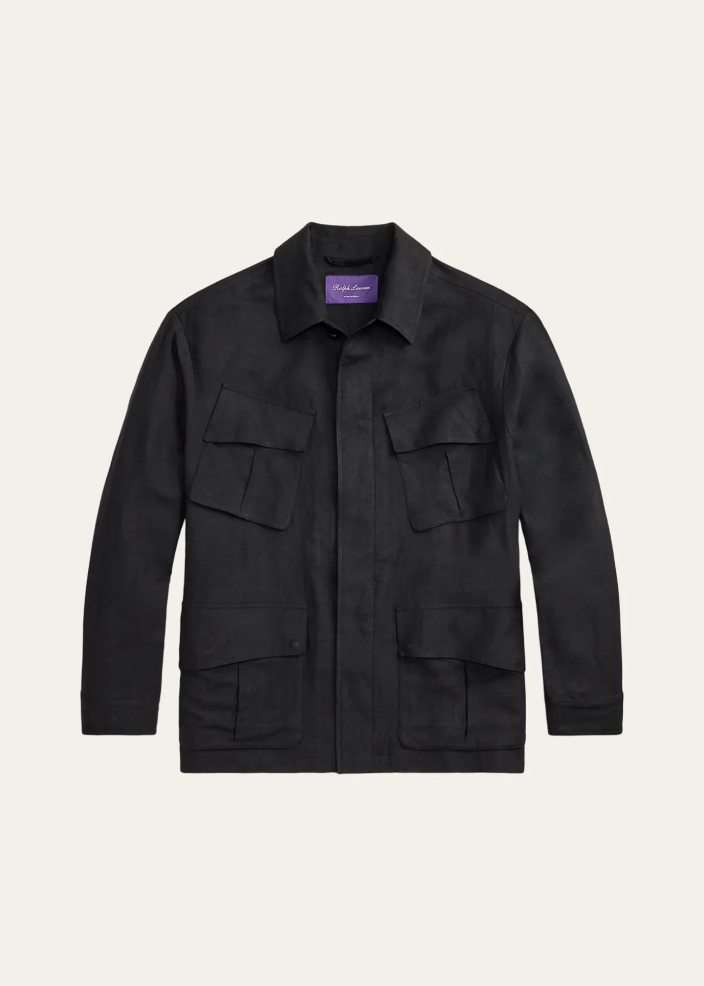 Ralph Lauren Purple LabelMen's Silk and Linen Flap-Pocket Field Jacket