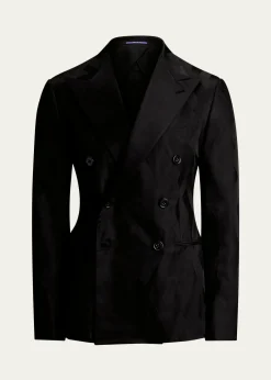 Ralph Lauren Purple LabelMen's Geometric Peak Lapel Double-Breasted Sport Coat