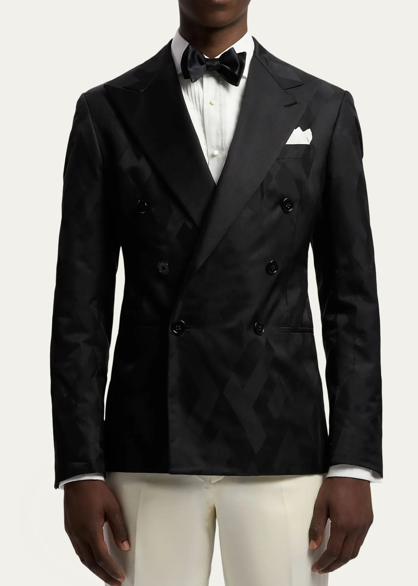 Ralph Lauren Purple LabelMen's Geometric Peak Lapel Double-Breasted Sport Coat