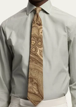 Ralph Lauren Purple LabelPaisley Linen-Silk Tie