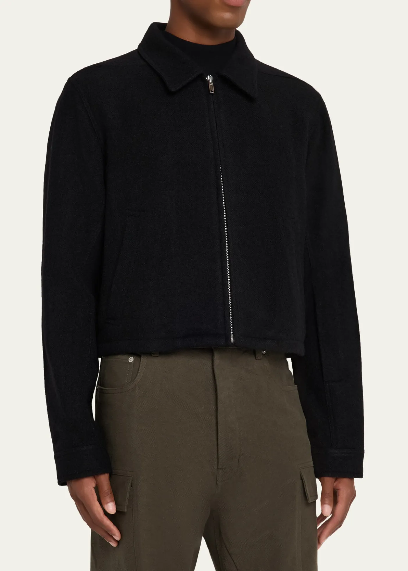 Rick OwensMen's Alice Wool Cropped Full-Zip Blouson