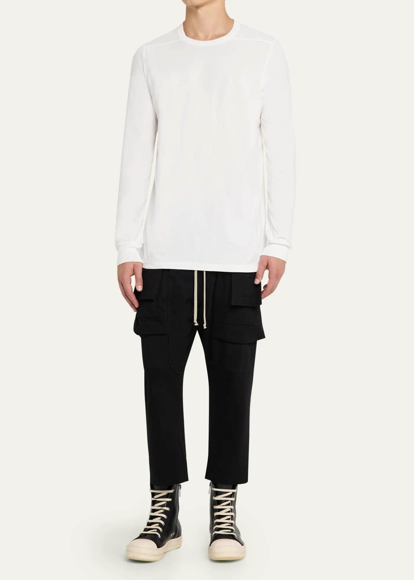 Rick OwensMen's Cotton Long-Sleeve Crewneck T-Shirt