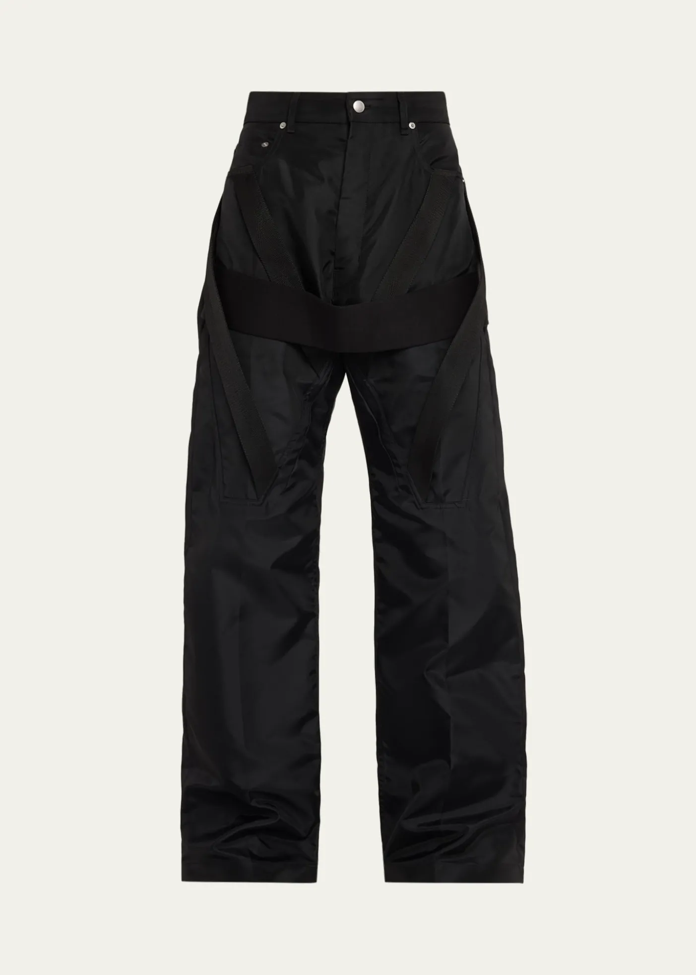Rick OwensMen's Megastrapped Geth Nylon Canvas Wide-Leg Jeans