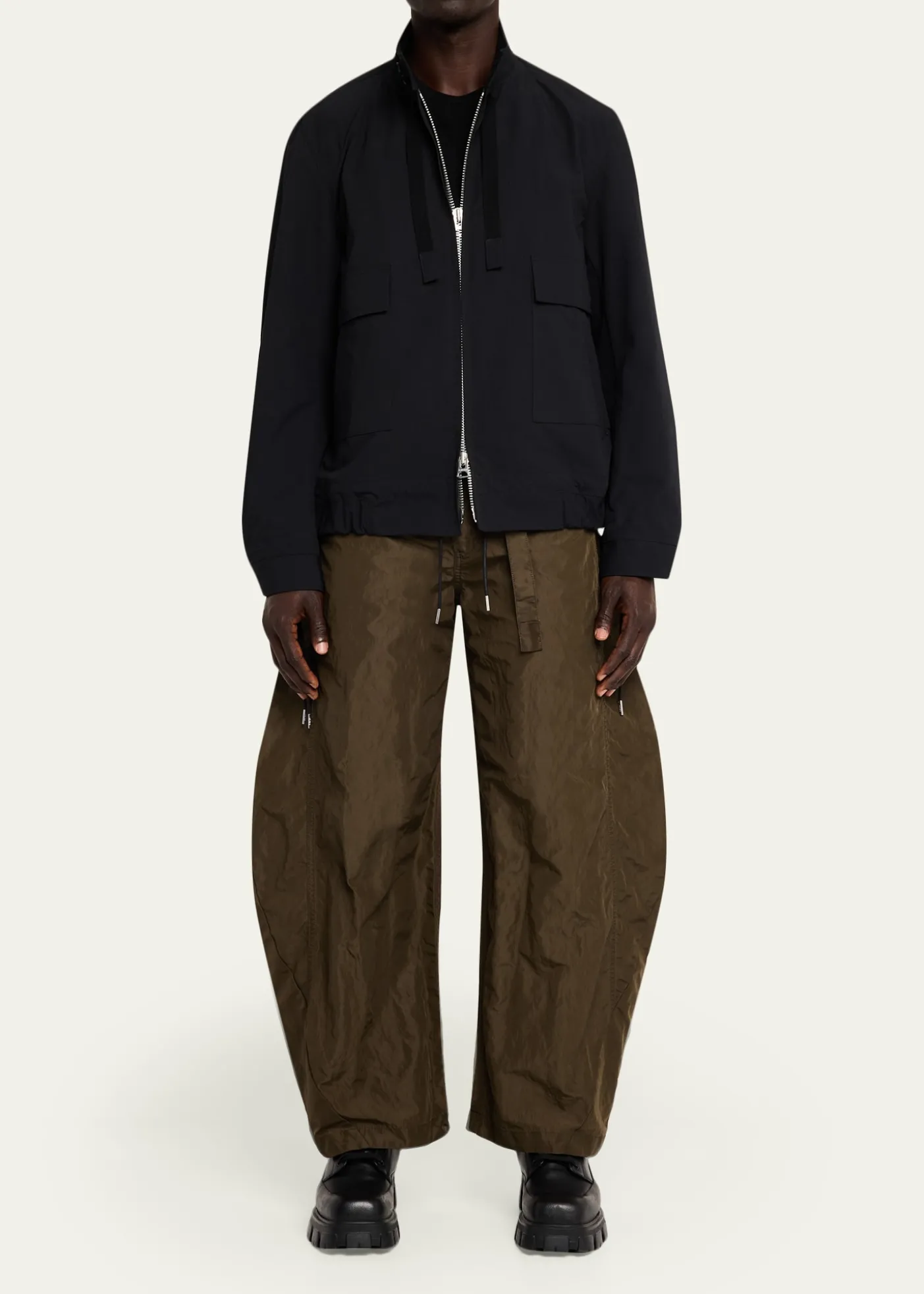 SACAIMen's Nylon Flap-Pocket Jacket