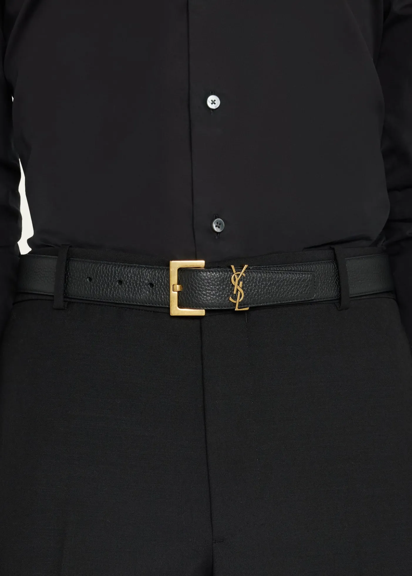 Saint LaurentMen's Monogramme Leather Belt
