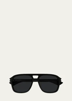 Saint LaurentMen's SL 881-001 Acetate Rectangle Sunglasses