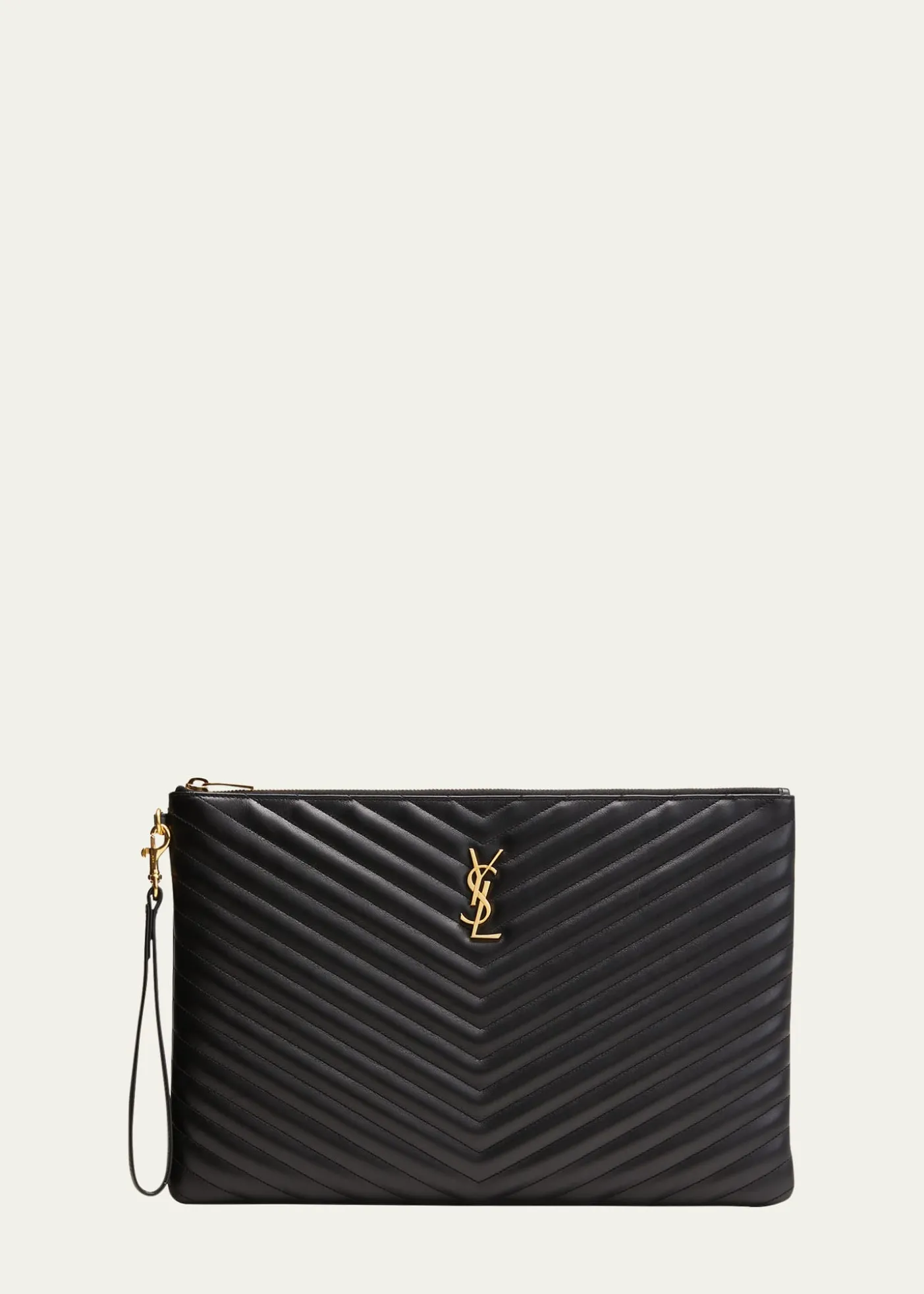 Saint LaurentCassandre YSL Monogram Large Pouch in Smooth Leather