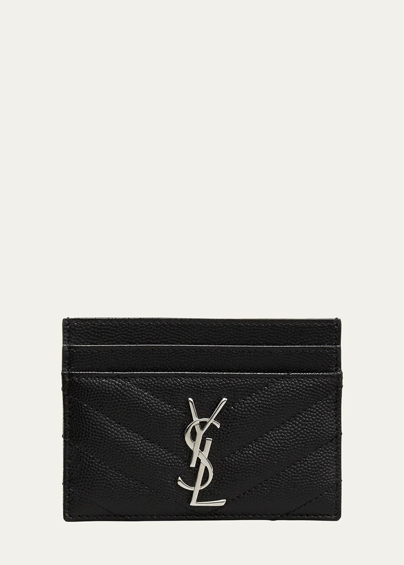 Saint LaurentCassandre YSL Monogram Card Case in Grained Leather