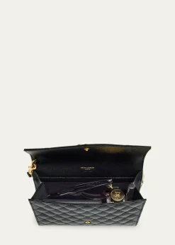Saint LaurentEnvelope Flap YSL Clutch Bag in Grained Leather