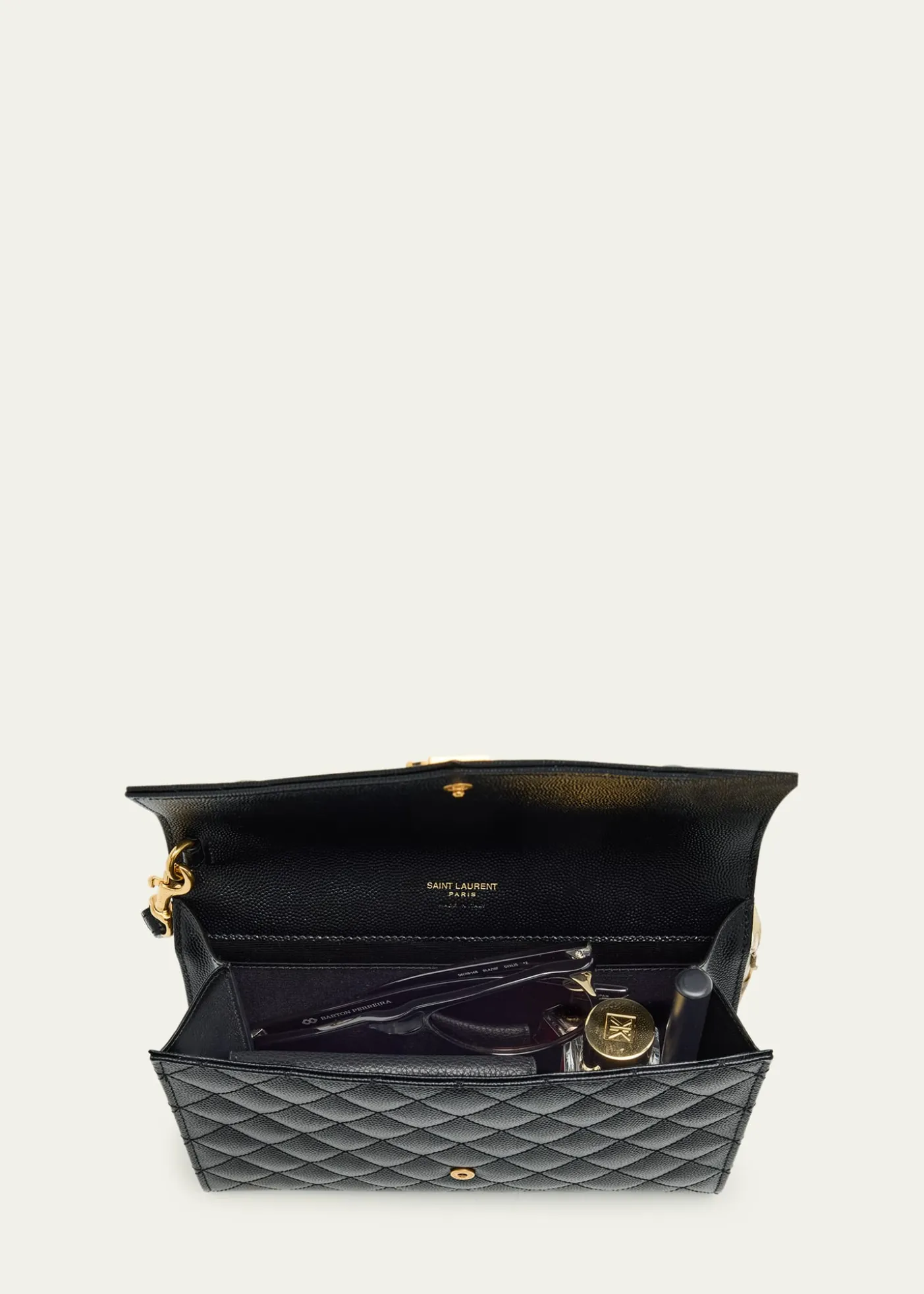 Saint LaurentEnvelope Flap YSL Clutch Bag in Grained Leather