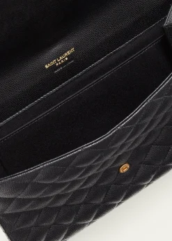 Saint LaurentEnvelope Flap YSL Clutch Bag in Grained Leather