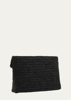 Saint LaurentLarge Envelope Flap YSL Clutch Bag in Raffia